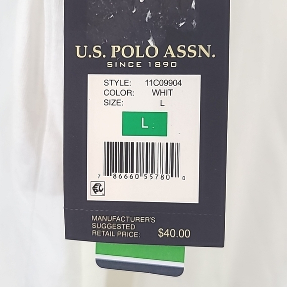 *NWT* U.S. POLO ASSN. White Long Sleeve Shirt w/Front Logo, size Large - Picture 4 of 7